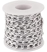 Pandahall 16.4 Feet Silver Aluminum Curb Chains 13.5x8x2mm Unwelded Curb Link Chain Oxidation Met...