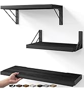 BAYKA Wall Mounted Floating Shelves, Wood Floating Wall Shelf for Books & Decor, Small Space-Savi...