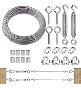TooTaci 1/8 Stainless Steel Cable, 50ft 1/8 Steel Wire Rope Heavy Duty with M6 Turnbuckle for Cab...
