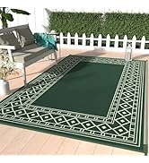 GENIMO Outdoor Rug Waterproof 6' x 9' for Patio, Foldable Reversible Plastic Straw Carpet for Tra...
