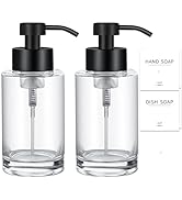 Foaming Soap Dispenser Set, 17 Oz Clear Glass Hand Soap Dispenser with Matte Black 304 Rust Proof...