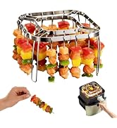 Casbomy Air Fryer Skewer Rack, Air Fryer Grill Accessories Kit with 28 Skewers, Stainless Steel H...