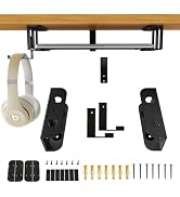 BYMECOST Under Desk Laptop Storage Mount with Hook, Metal Under Desk Device Holder, for Devices U...