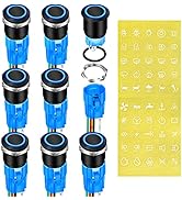 DaierTek Waterproof Latching Push Button Switch 12V 19mm ON Off Black Metal Pre-Wired 12 Volt Blu...