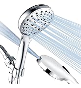 BRIGHT SHOWERS High Pressure Shower Head with Handheld, 9 Spray Settings Showerhead Built in Powe...