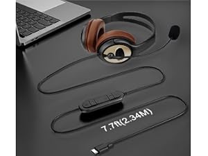USB headset long cord, long cable USB headphone, USB headphones with microphone