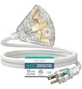 12 Gauge Indoor/Outdoor Extension Cord 3 Outlet, 12/3 SJTW Duty Power Cord | 3-Prong Grounded Plu...