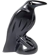Hguxmcu Natural Black Obsidian Raven Statue,2 Inch Mystical Crow Sculpture Gothic Home Decor,Spir...