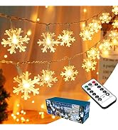 BrizLabs Snowflake Lights, 40 LED 16.08ft Christmas Lights with Remote, Twinkle Snowflake String ...