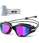 MOMUSE Adult Swim Goggles with Soft Bungee Strap, UV Protection, No Hair Pulling Anti-Fog Swimmin...