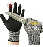 TitanFlex ANSI A5 Cut Resistant Work Gloves, Sandy Nitrile Anti-Slip Grip, 3D Comfort Fit, Breath...