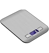 HFLYJPYW Digital Kitchen Scale, 11lb Stainless Steel Food Scale with LCD Display, 6 Units Tare Fu...