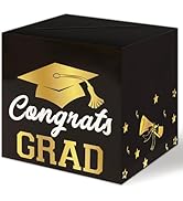 PatiCool Black and Gold Graduation Decorations Card Box - 400 gsm Thicken Paper, Larger Size 8.97...