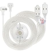 Zlierop 2 Pack Clear Extension Cord with Footswitch 12 FT, 3 Outlet Extension Cord Flat Wall Plug...