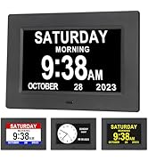 Aowasi Digital Calendar Alarm Day Clock, 12 Alarm Options, Extra Large Display Non-Abbreviated Da...
