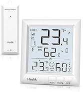 Indoor Outdoor Thermometer Weather Station Wireless, Digital Room Thermometer with Large LCD Disp...