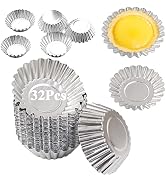 Xstronq Egg Tart Molds 32Pack Tart Pan 2.75inch, Mini Tart Tins Aluminium Mini Tart Pans for Baki...
