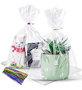 LOKIQNG Cellophane Bags Plastic Gift Bags Clear Cookie Bags Treat Bags with Twist Ties for Party ...