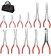 HAUTMEC Extra Long Needle Nose Pliers Set, 11PCS Long Reach Pliers Include 6-7" & 11" Straight, C...