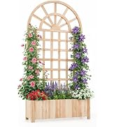 Giantex Wooden Raised Garden Bed with Arched Trellis, 71” Fir Wood Outdoor Elevated Planter Box P...