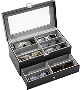 ProCase 12 Slots Sunglasses Organizer, 2 Layer Sunglass Case, Leather Eyeglass Cases for Display ...