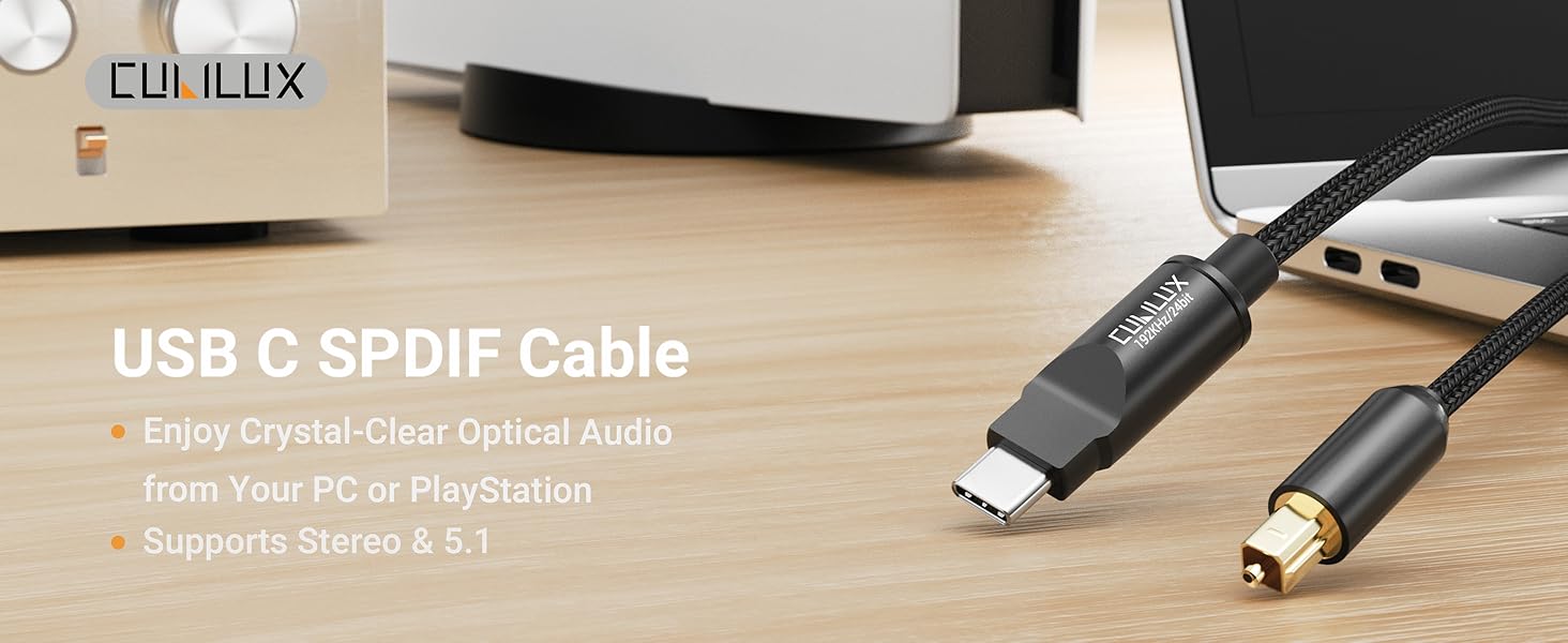 USB A to TOSLINK Optical Audio Cable