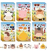 24 Sheets Farm Animal Make a Face Sticker Sheets for Kids Todders Activities, Make Your Own Stick...