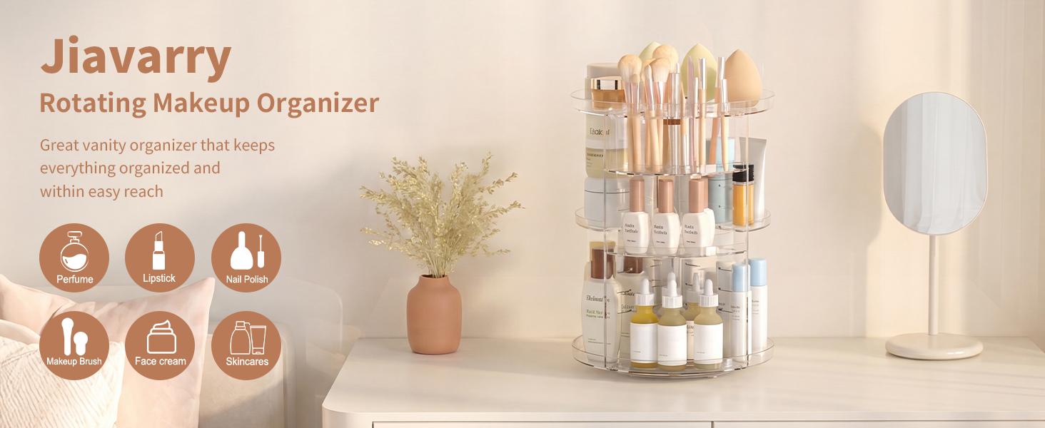 jiavarry rotating makeup organizer countertop