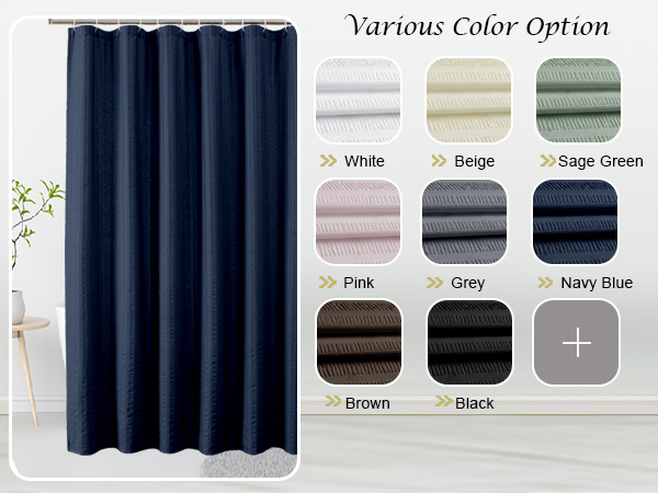 blue fabric shower curtain