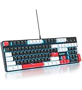 Owpkeenthy Full Size Mechanical Keyboard with Quiet Red Switch, 104 Keys Wired Backlit RGB Silent...