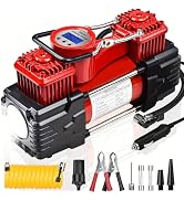 MESHUBA Dual Cylinder Tire Inflator Air Compressor, 150 PSI 12V DC Portable Air Pump with Digital...