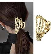 Halloween Gold Hair Clips Metal Skeleton Hand Shape Hair Claw Clips Exquisite Horror Design Hair ...