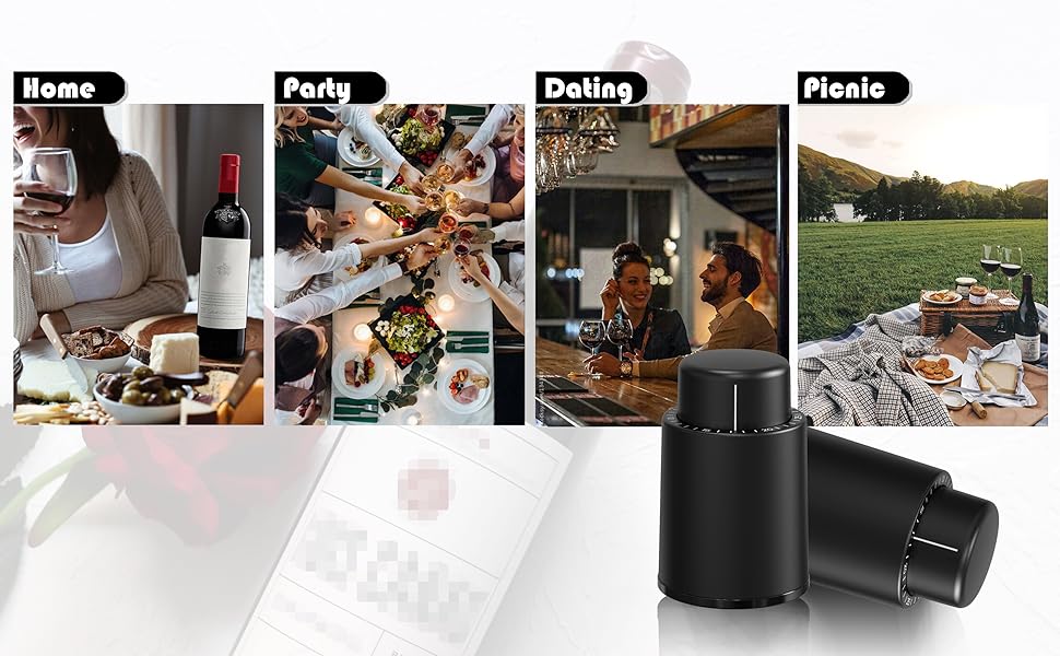 The wine stopper improves your wine experience wherever at home, party, dating, picnic etc