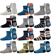 Tphon Toddler Baby Non Slip Socks Infant Anti Skid Socks with Grips 12 Pairs Crew Sock for 0-7 Ye...