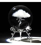 HDCRYSTALGIFTS 3D Lightning Cloud Crystal Decorative Ball Paperweight with Free Stand,60mm (2.3in...