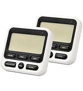 2 Pack Digital Kitchen Timer NKOVE 24 Hour Clock and Alarm Function with Silent or Alarm Manual S...