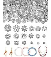 FIVEIZERO 240Pcs Silver Flower Bead Caps for Jewelry Making, 18 Styles Filigree Spacer Caps, Mult...
