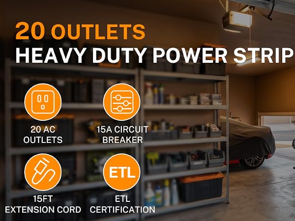 20 outlets heavy duty power strip