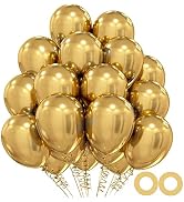 110pcs Metallic Gold Balloons, 12inch Chrome Gold Latex Party Balloons, Helium Quality for Birthd...