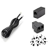 Long Telephone Extension Cord 6FT, Black, Phone Cable Line Wire with Standard RJ11 Plug, 1 Phone ...