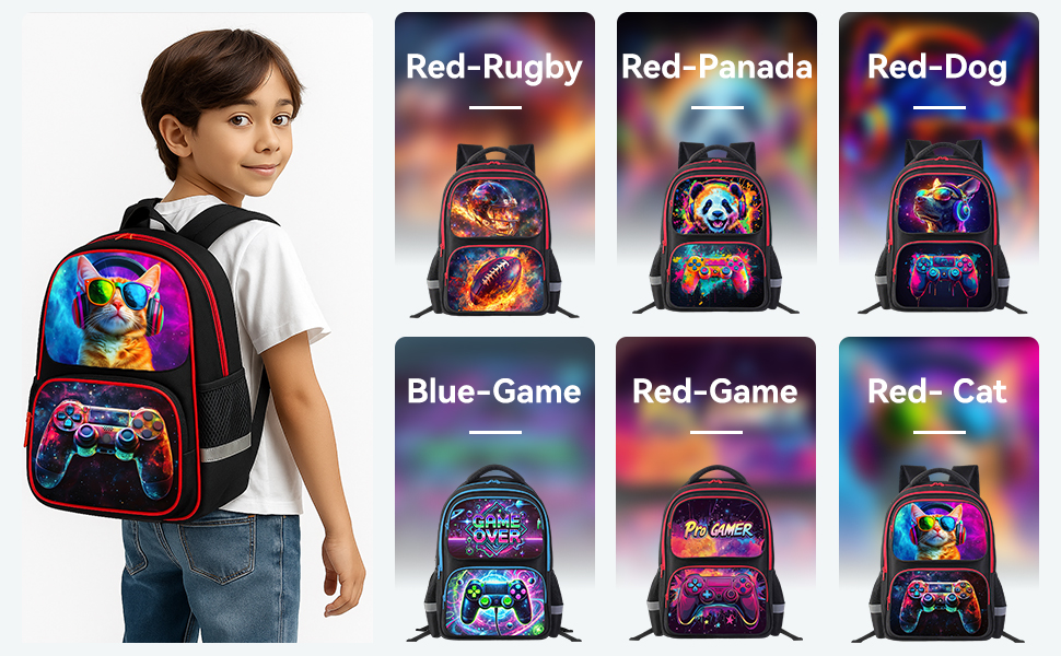 HiGaits Kids Backpack for School - 17 Inch 3D Reflective Cartoon Bookbag with Dual Zippers