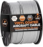 Xpose Safety 7x7 Vinyl-Coated Galvanized Steel Aircraft Cable – 500 ft Wire for Pulley Systems, W...
