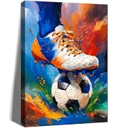 Frimeeme Framed Soccer Canvas Decor & Wall Art for Modern Artwork Home Decor Bedroom Boys Room Te...