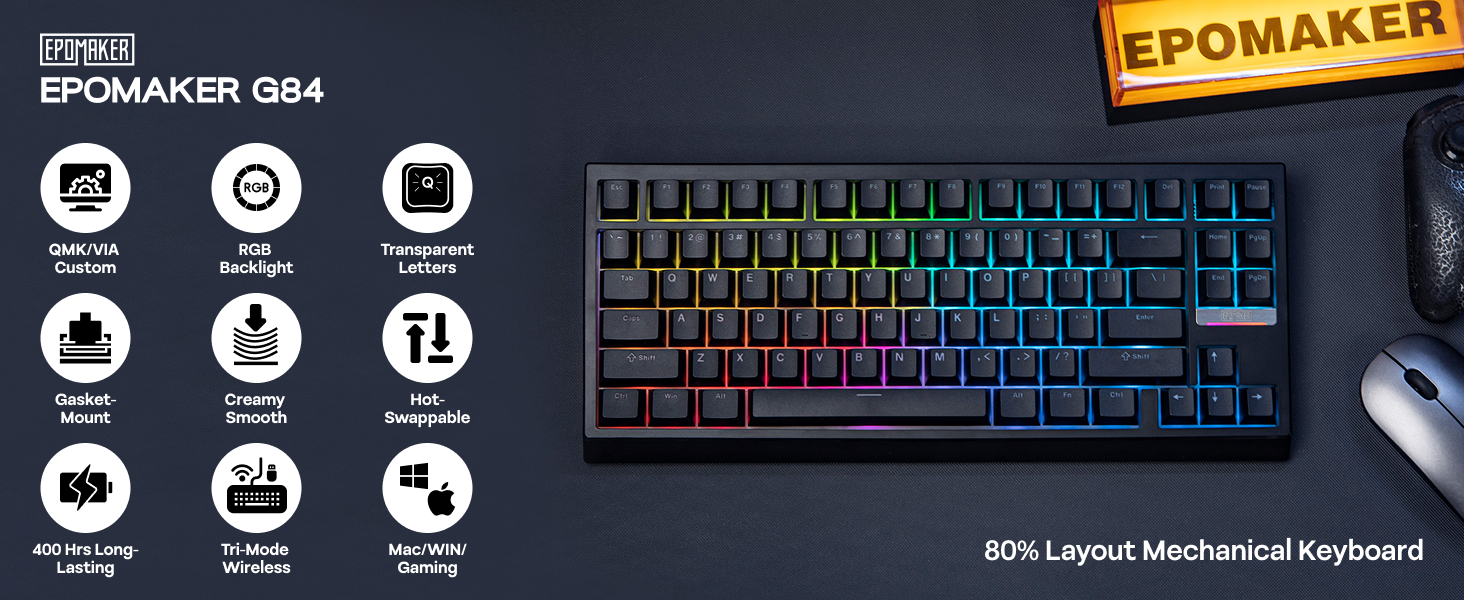 EPOMAKER G84 80% Gasket Mechanical Keyboard