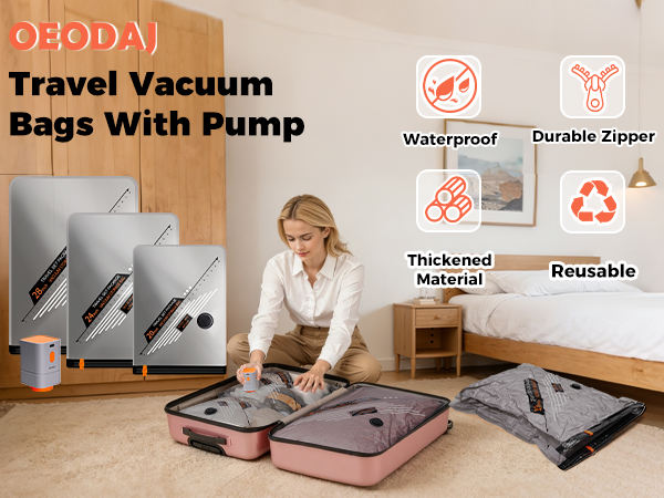 Travel Vacuum Bags with Wireless Pump