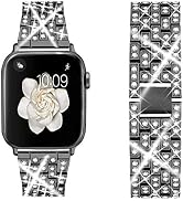 Dsytom Bing Band Compatible with Apple Watch Band 38mm 40mm 41mm,Jewelry Replacement Metal Wristb...