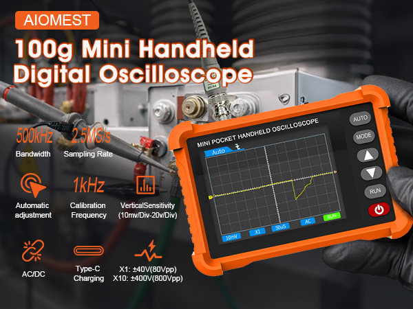 Handheld Oscilloscope Portable Mini Pocket Digital Oscilloscope Kit with 500KHz Bandwidth
