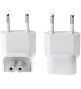 WOVTE Europe Plug Converter Travel Charger Adapter for Apple iBook MacBook White Pack of 2