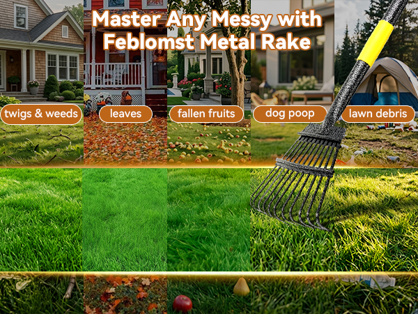 rake leaf rakes lawns heavy duty leaves yard garden tools gardening metal steel long handle