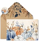 FYSUIMU 50 Pack Fall Cards Boxed Vintage Pumpkin Leaves Greeting Cards with Envelopes Stickers Gl...